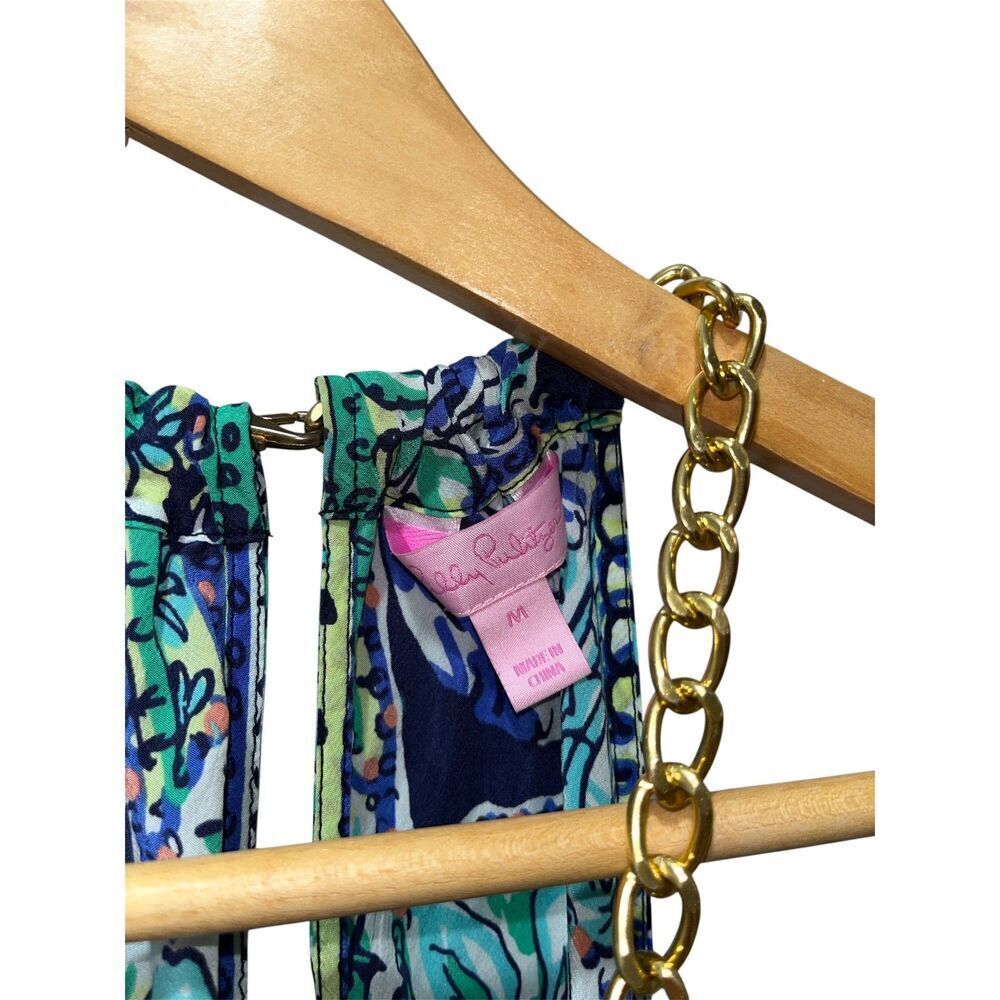 Lilly Pulitzer Women's Silk Cabana Halter Chain Top Size Medium Multi Summer - Picture 4 of 9